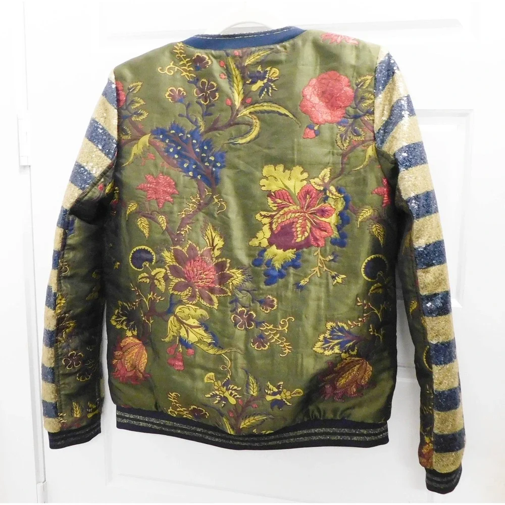 Scotch & Soda Silk Soiree Women's Floral Tapestry Bomber Jacket Size P - Picture 2 of 5